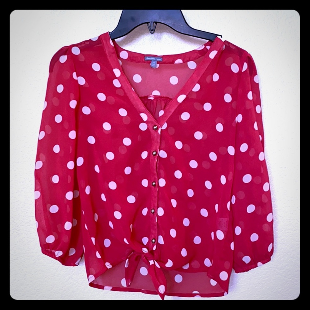 ♥️Charlotte Russe polka dot pink cute top